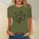 thumbnail image 2 of Mujeres Casual St. Patrick's Day Impreso manga corta cuello redondo pulóver blusa camiseta Tops Pompotops  hkajfhjk458895, 2 of 5