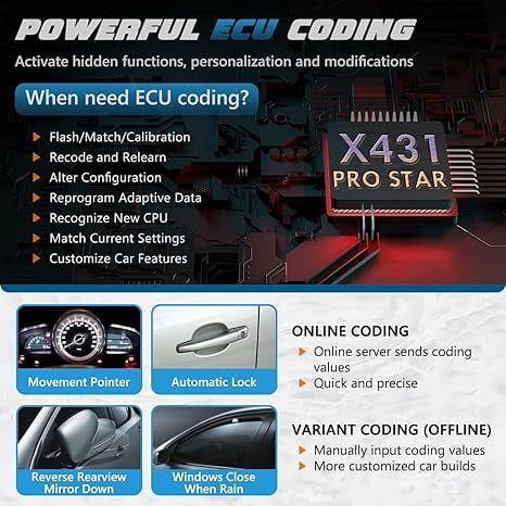 LAUNCH X-431 PRO Star OBD2 Scan Tool, Bi-Directional Car Diagnostic Tablet Scanner,  Full System OBD2 Car Code Reader with 37+ Services, ECU Reset, CANFD, DoIP, FCA AutoAuth, 2 Years Free Update