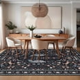 thumbnail image 4 of Garvee 5'x7' Vintage Peacock Deer Floral Area Rug Animal Print Soft Carpet, Washable Non‑Slip Rug for Living Room Dining Room Bedroom, Black, 4 of 9