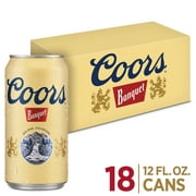 Angle View: Coors Banquet Lager Beer, 5% ABV, 18-pack, 12-oz beer cans
