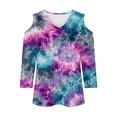 thumbnail image 4 of MEICHEN Tie Dye Long Sleeve Shirts for Women V Neck Pullover Tops Loose Tees Top Summer Fashion Clothing for Women, 4 of 5