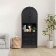 thumbnail image 6 of 71” Tall Arched Storage Cabinet with Drawer,Farmhouse Black Arched Bookcase with Door,Freestanding Arch Tall Pantry with Countertop for Kitchen Living Room, 6 of 15