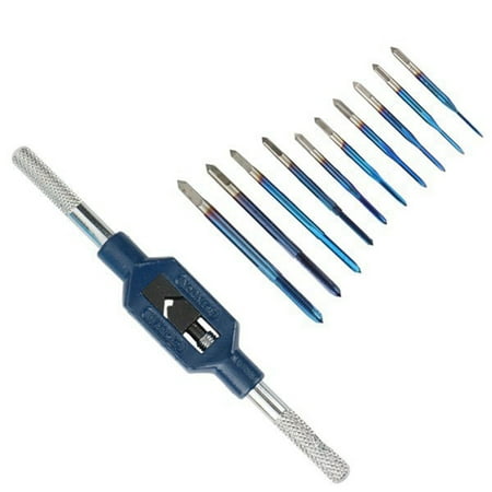 

10Pcs M1-.5 Thread Taps with Adjustable M1-M8 Wrench Machine Tap Wrench Set for Metal Working Screw Tap Drill Bit