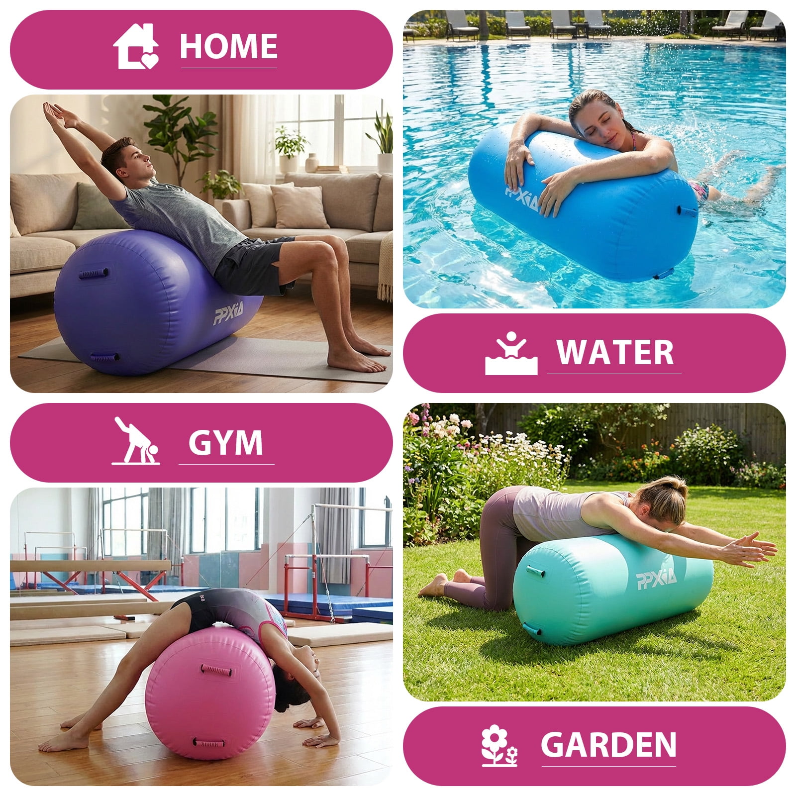 Air Roller Gymnastics Barrel For Tumbling, Inflatable Air Barrel For Back Handspring Training, Gymnastic Equipment With Pump For Yoga Training Cheerleading Home Use
