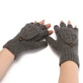 thumbnail image 3 of beishanbush Gloves Mittens Winter Fashion Solid Color Knit Button Cute Dual Use Warm Half Finger Gloves Dark Gray, 3 of 3