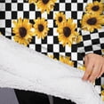 thumbnail image 3 of Oversized Wearable Blanket Hoodie,Black White Checker Sunflower Pattern Sherpa Blanket Hoodie with Super Pockets,Super Warm Fuzzy Pullover for Women & Men, 3 of 6