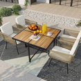 thumbnail image 6 of Spaco 5 Pieces Patio Dining Set with Acacia Wood Tabletop, Patio Furniture Set for Patio, Garden, Backyard, Light Brown, 6 of 13