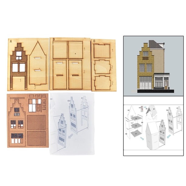 1:87 Modelo de construcción Modelo de exhibición de construcción, Casa de juguete de bricolaje 3D de madera Rompecabezas de juguete para materiales de Hugo casa de modelos de construcción