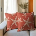 thumbnail image 6 of Summer Beach Starfish Pillow Covers 16x16 Inch Set of 2 Coral Pink Sea Star Throw Pillowcase Cotton Linen Square Decorative Nautical Coastal Themed Cushion Cover for Sofa Bedroom Indoor Outdoor Party, 6 of 6
