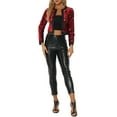 thumbnail image 2 of INSPIRE CHIC Women's Cropped Jacket Open Front Button Decor Sparkly Sequin Shrug Jacket M Red, 2 of 5