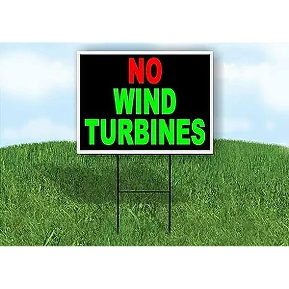 Work House Signs Single Sided Sign NO Wind TURBINES RED Green Yard Sign Road Sign with Stand