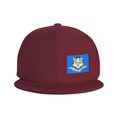 thumbnail image 3 of DouZhe Flat Brim Cap Snapback Hat, Connecticut État Sceau Drapeau Imprime Rouge Adulte Casquette de Baseball Réglable, 3 of 6