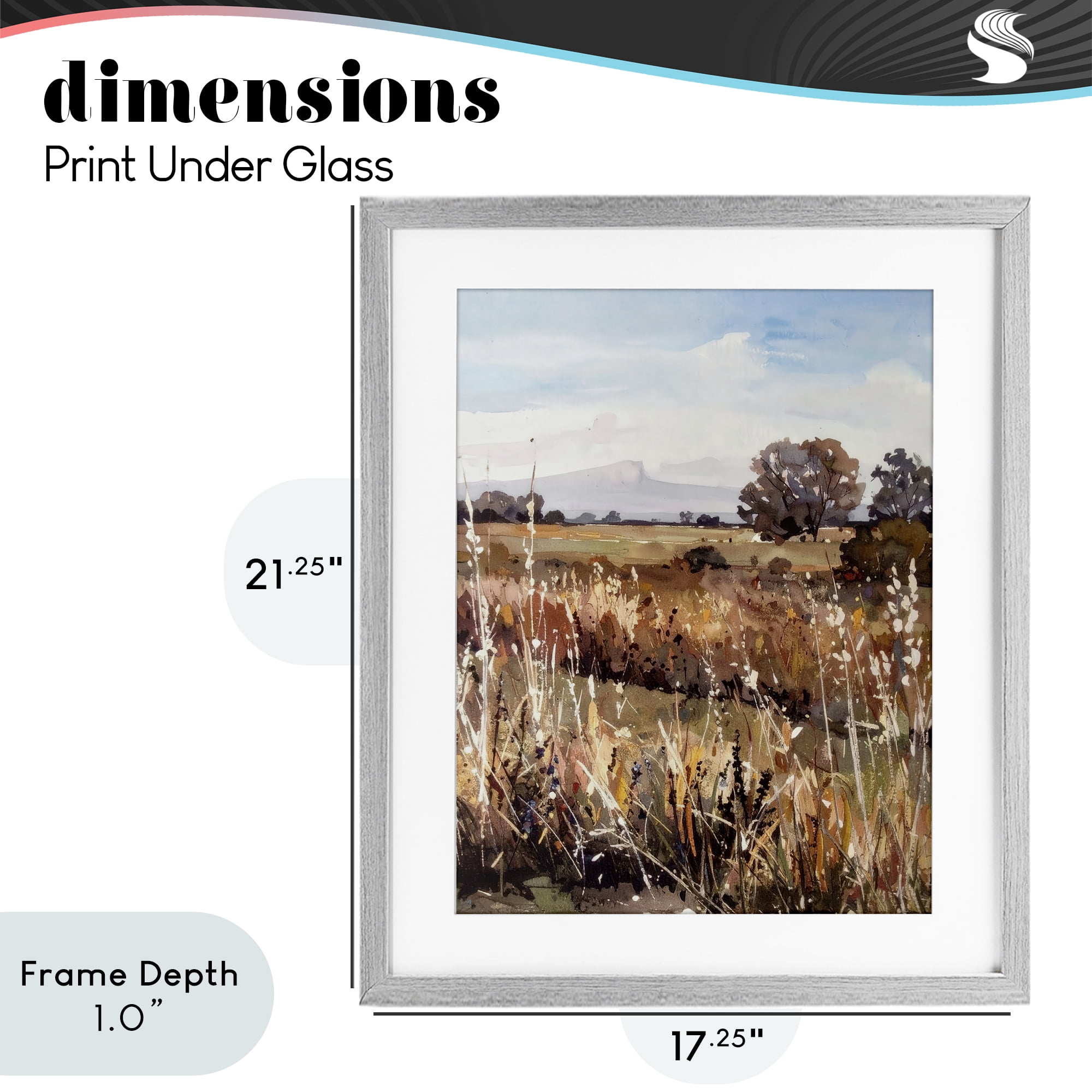 Stupell Industries Peaceful Meadow Expression Gray Framed Print Under Glass, design by Alonza Saunders