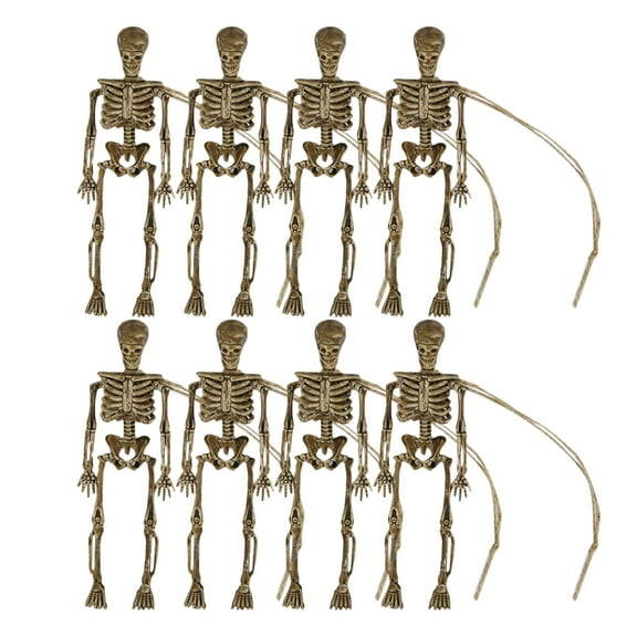 Olilia 8-Piece Hanging Skull Skeleton, Halloween Decoration Small Skull, Simulated Human Body Ornaments, Suitable for Garden Cemetery Haunted House Party Home Props Decoration.