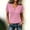 Pink, variant on Womens Short Sleeve Knit Sweater V Neck Button Cable Knit Texture Tops Casual Summer Solid Color Pullover Blouses