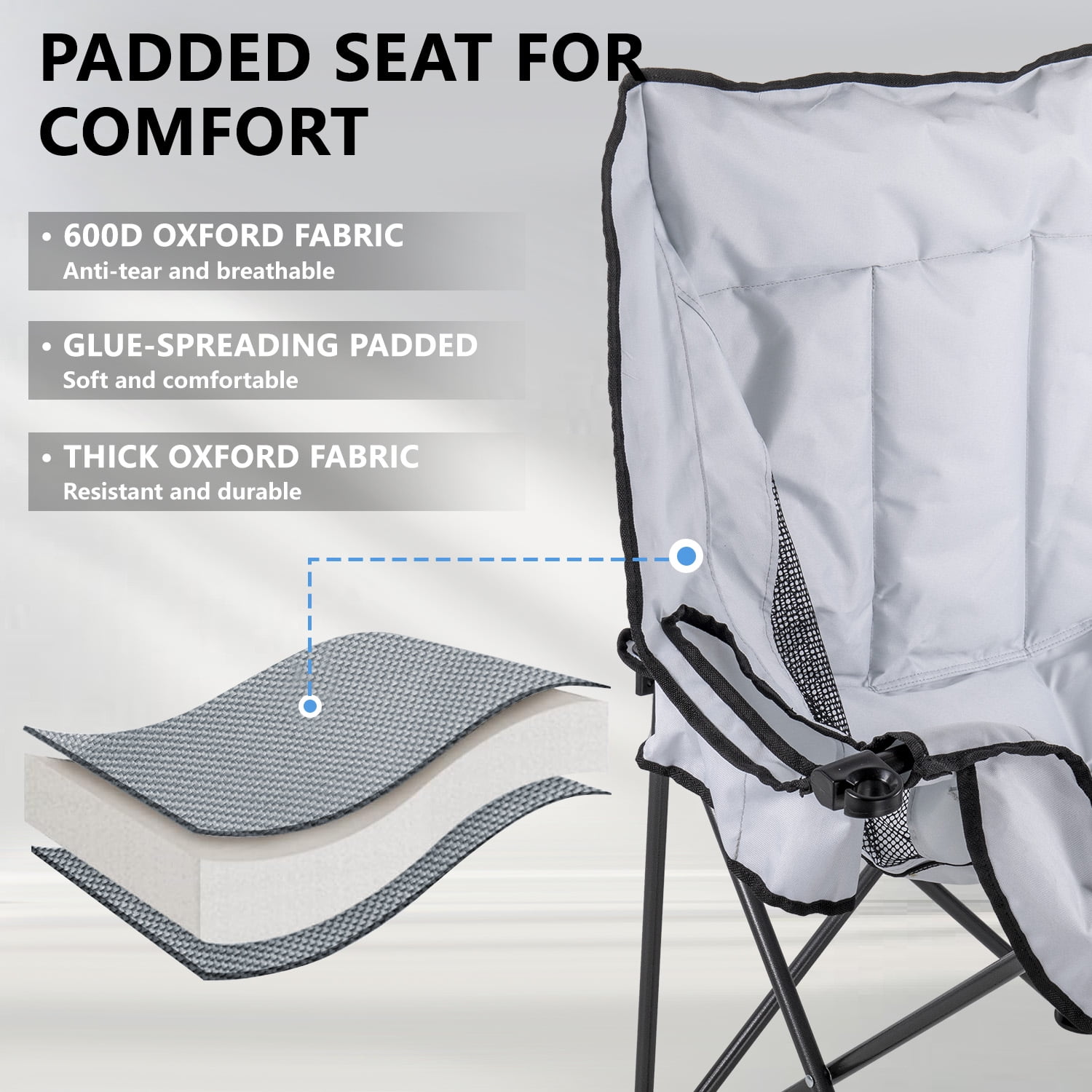 BOSSIN Double Oversized Camping Chairs for Adults,Folding Loveseat Camping Couch Support 600lbs with Back Pocket