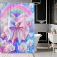 thumbnail image 2 of Erosebridal Cloud Rainbow Bow Butterfly Shower Curtain 72Wx78L for Girls, Dreamy Sky Star Flower Pastel Waterproof Bath Curtain, 2 of 5