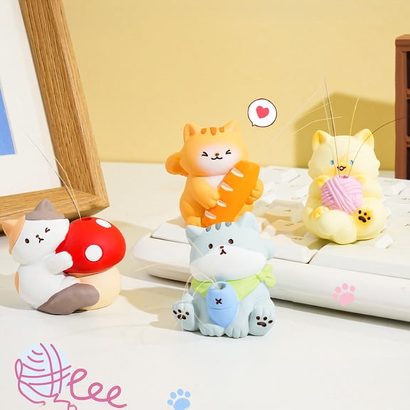 Dserhfy Cute Cat Whisker Collector 3D Cartoon Cat Sculpture Pet Beard Holder Resin Cat Whisker Vase Mini Pet Vibrissae Keepsake Sympathy Gift for Cat Lovers