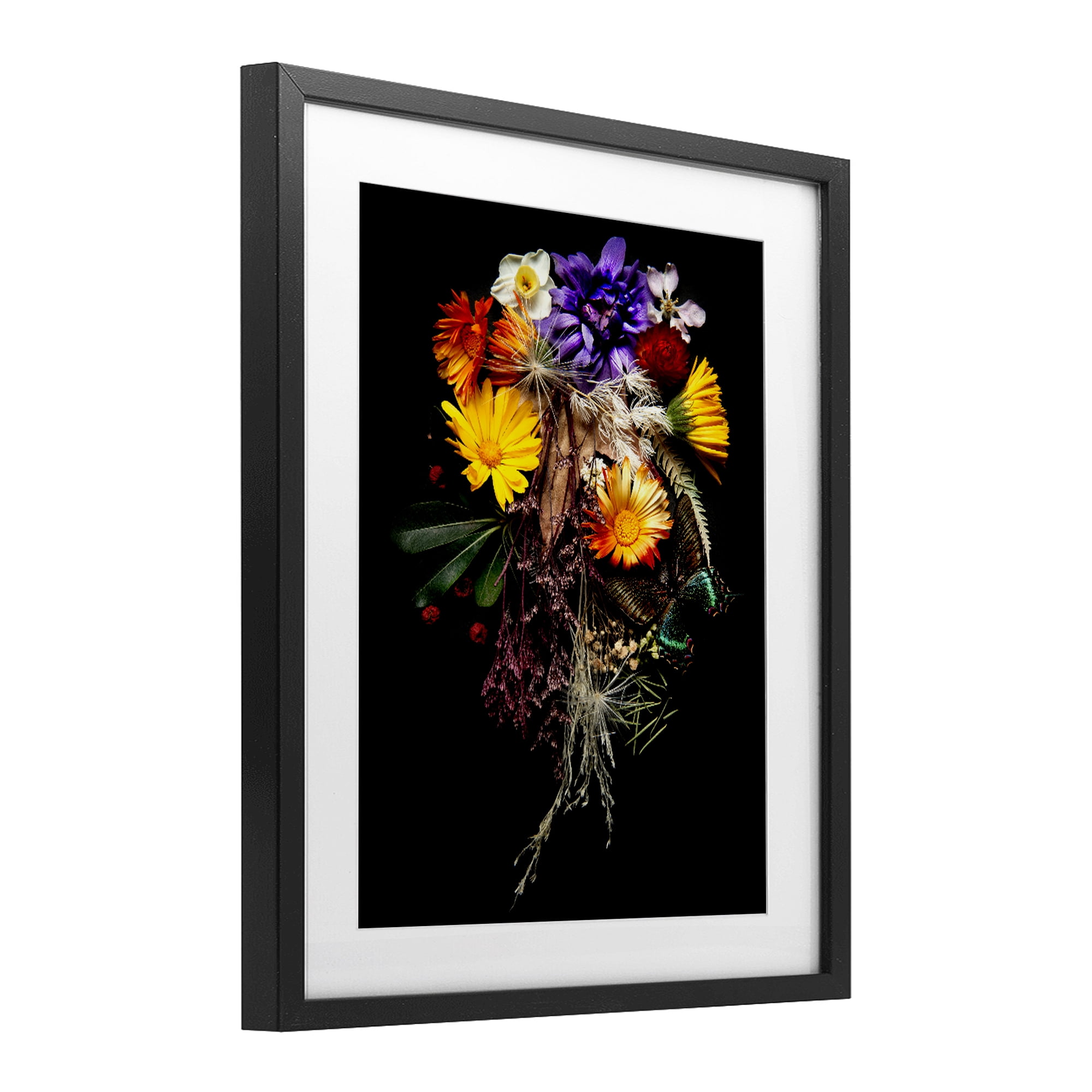 Stupell Industries Butterfly Adorned Arrangement Black Framed Print Under Glass, design by Carl Kravats