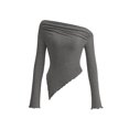 thumbnail image 1 of Camiseta PRETTYGARDEN Y2K con Hombros Descubiertos y Bajo Asimétrico Gris XL, 1 of 9