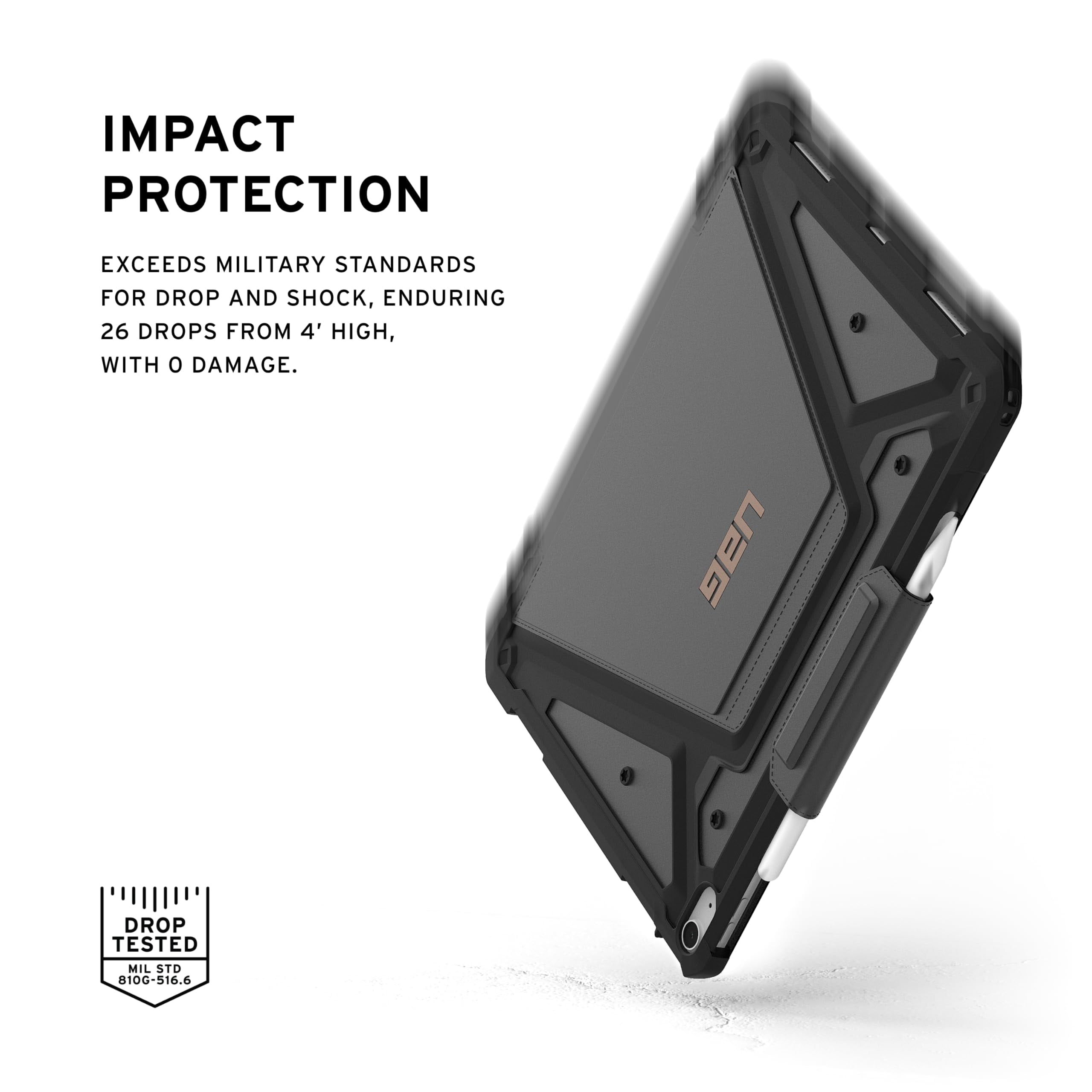 UAG iPad Air 13" Case M4/M3 2025-2026 - Rugged Multi-Angle Viewing Folio Cover with Pencil Holder & Adjustable Stand, Metropolis SE, Black/Bronze