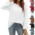 thumbnail image 5 of Women Chiffon Blouses Long Sleeve Crewneck Top Dressy Casual Loose Pompom Shirts, 5 of 9
