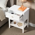 thumbnail image 3 of IVV Modern White Bedside Table, 27.9" Tall Nightstand with 2 Drawers & Bottom Shelf, Multipurpose for Bedroom/Living Room, Home Decor, 3 of 8