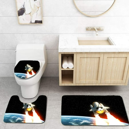EREHome Space Shuttle Launch Above Planet Earth 3 Piece Bathroom Rugs ...