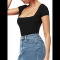 thumbnail image 3 of Body de Mujer con Cuello Cuadrado, Corta y Larga, Estilo Camisa, Top Ajustado Negro L, 3 of 10