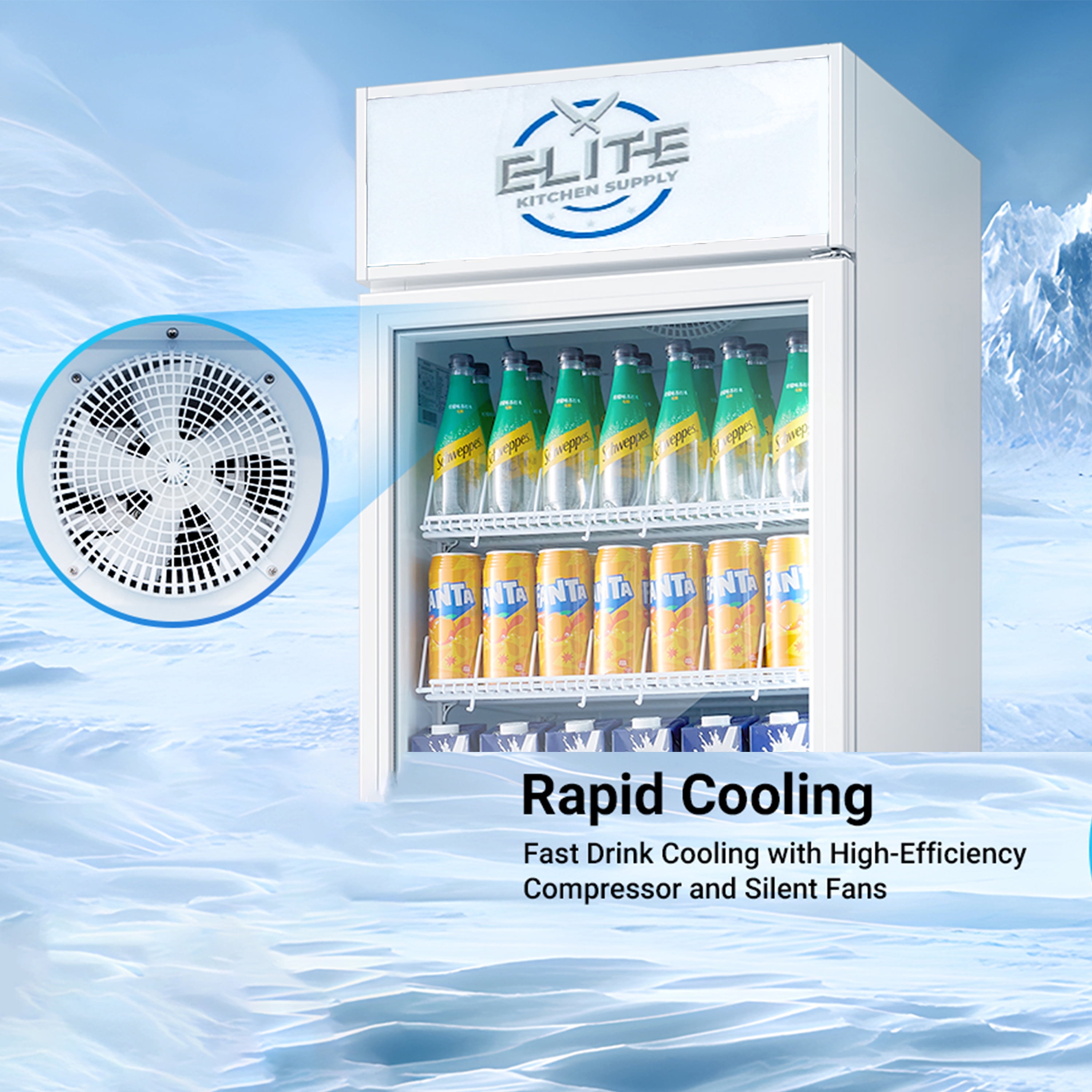 NSF 25-Inch Single Glass-Door Merchandiser Refrigerator 15 Cu.Ft. Beverage Display Cooler