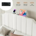 thumbnail image 5 of Amolife Full Size Upholstered Platform Bed Frame with USB Ports & Curved Velvet Wingback Headboard, White, 5 of 9
