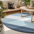 thumbnail image 3 of Large Round Rug 8Ft, Haze Blue Aqua Stripe Non-Slip Washable Circle Rugs Carpet, Modern Art Horizontal Striped Indoor Outdoor Rug Floor Mats Throw Runner for Bedroom Living Room Bathroom, 3 of 8