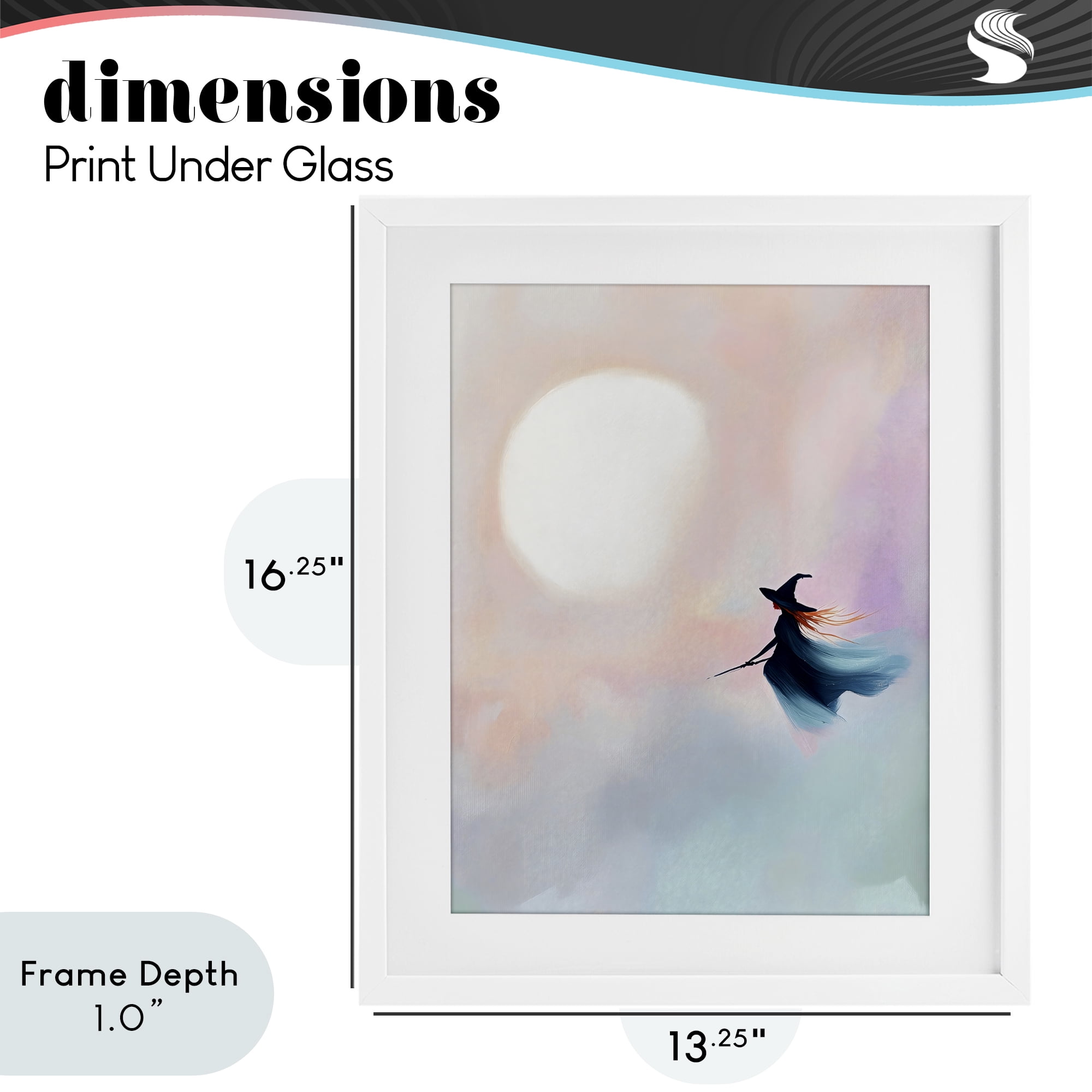 Stupell Industries Witch Flying at Sunset White Framed Print Under Glass, design by The Prints Vibe