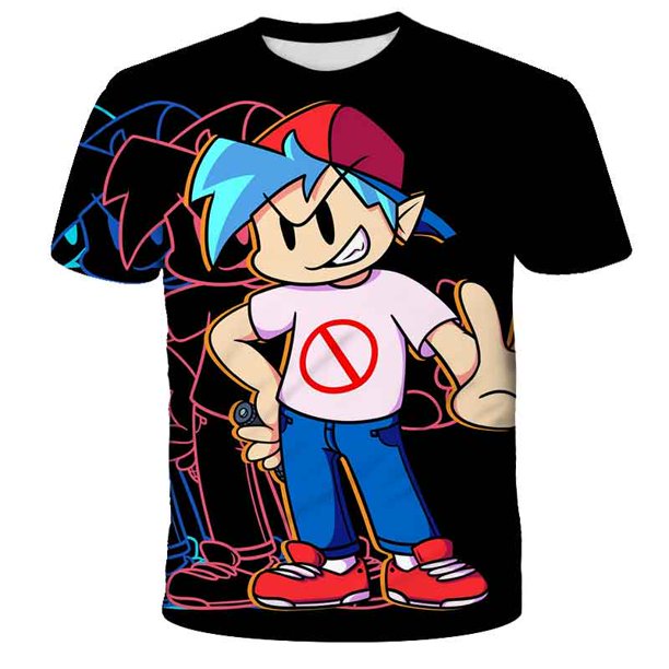 2022New Friday Night Funkin T-shirt Kids Cartoon Singer Game Fun Boys and Girls T-shirt Kids Tops Anime Clothes5T Gong Bohan LED