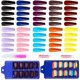 thumbnail image 1 of 200 piezas de uñas postizas acrílicas extra largas de ataúd, uñas postizas artificiales de color sólido, cobertura total, uñas postizas brillantes para mujeres y niñas, salón de manicura, 1 of 5