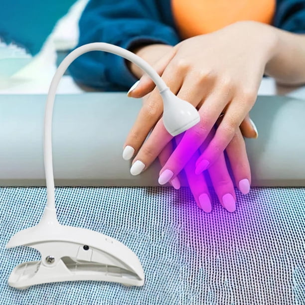 Lámpara secadora de uñas Flexible compacta 360 grados ajustable con abrazadera Nail Art Tool Blanco Salvador lámpara secador de uñas