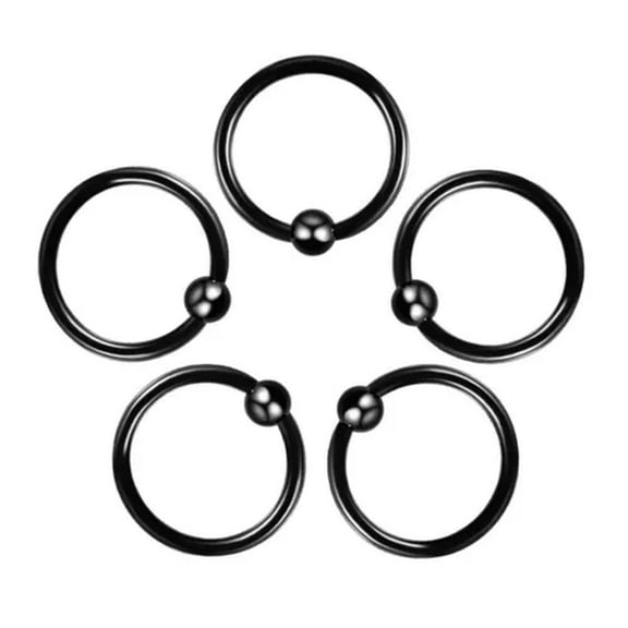 K-KED 1pc Fixed Ball Captive Bead Rings Nipple Helix Tragus Septum Ear Piercings-black-1.2*10mm