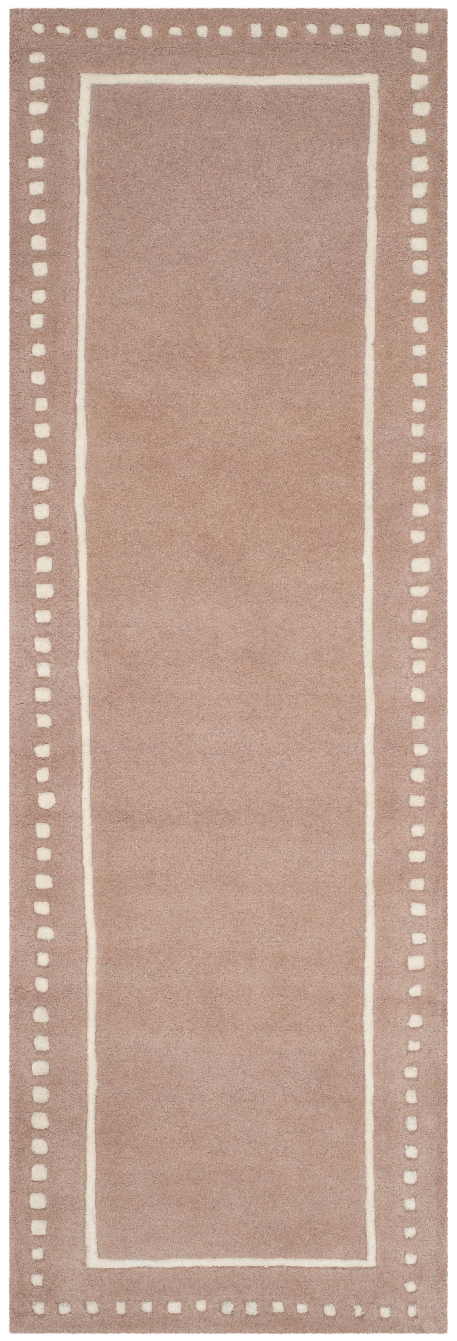 SAFAVIEH Bella Danita Plain Dotted Bordered Wool Runner Rug, Beige/Ivory, 2'3" x 9'