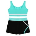 thumbnail image 4 of Yruioon Kids Girls Gymnastic Ballet Dance Outfits 2 Piece Tracksuits Sports Crop Tops and Booty Blue Green 8, 4 of 7