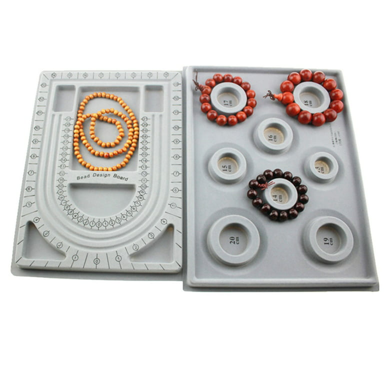 Bamboo combination beading board, English size labeled wooden beading  design board, beading mat for bracelet, necklace, jewelry making tray, 16.9  *