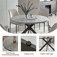thumbnail image 2 of Zerifevni 46.4" Round Dining Table Set, Mid Century Modern Round Dining Table for 4-6 Person, w/Steel Legs, Coffee Table for Kitchen Dining Room, Office, Save Space (1 Round Table with 4 White Chairs), 2 of 4