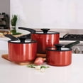 thumbnail image 4 of Tramontina Nesting 6-Piece Heavy-Gauge Aluminum Nonstick Sauce Pan Set with Glass Lids, Platinum, Porcelain Enamel, Dishwasher & Oven Safe - Red, 4 of 9