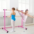 thumbnail image 3 of Gymax Barre de Danse Portable 4 Pieds Autoportante Double avec 5 Hauteurs Réglables Rose, 3 of 10