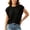 Black, variant on Dpjklzsn Women's Crochet Open Knit Top, Short Sleeve Round Neck Casual Summer Sweater Shirt