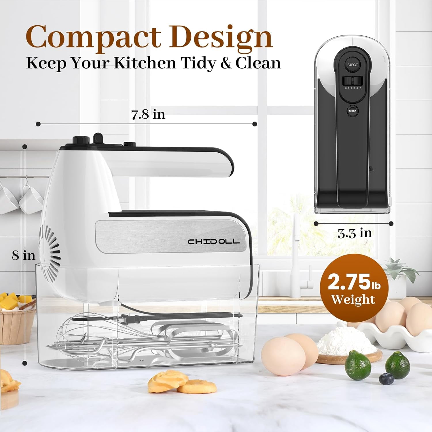 5-Speed Electric Hand Mixer with Turbo, 800W Kitchen Food Mixer for Baking & Cooking
