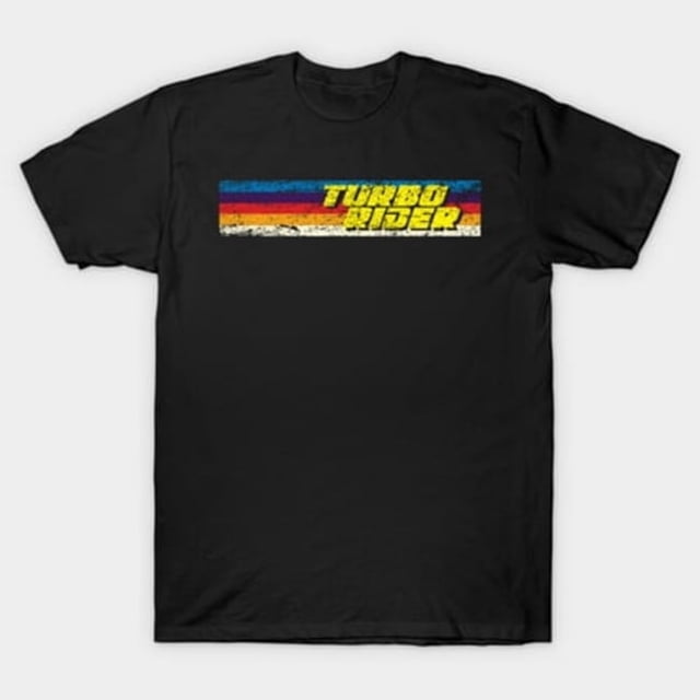 Turbo Rider Cyberpunk Post-Apocalyptic Synthwave Action Art Unisex T-Shirt, sizes up to 3XL