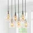 thumbnail image 5 of JONATHAN Y Sydney 18.88" 6-Light Bohemian Farmhouse Iron/Glass Cluster LED Pendant, Nickel/Champagne, 5 of 9