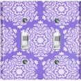 thumbnail image 1 of Metal Light Switch Plate Outlet Cover (Damask Snow Flake Purple Pattern - Double Toggle), 1 of 2