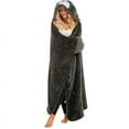 thumbnail image 4 of Cartoon Cute Sloth Hooded Blanket with Gloves Soft Warm Flannel TV Blanket, Grey Dog, 4 of 6