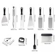 thumbnail image 3 of Kit De Accesorios Para Plancha Kit de plancha superior plana de 11 Uds., acero inoxidable, apto para lavavajillas, esencial para barbacoa al aire libre, 3 of 9